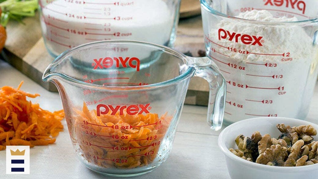 Pyrex measuring cups are great, not only for measuring but also for mixing and pouring in an all-in-one container.
