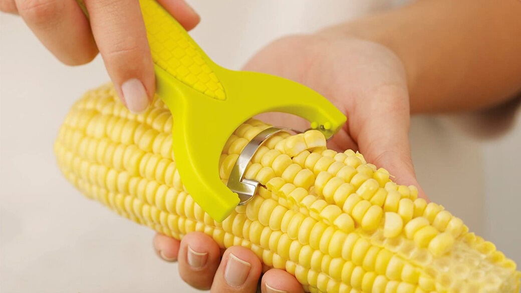 Using a corn stripper is a great way to get corn off the cob quickly without making as much of a mess.