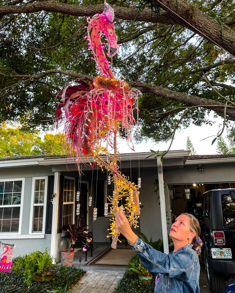 Light Up Dunedin! Residents lighting up city ‘one yard at a time’ with colorful chandeliers