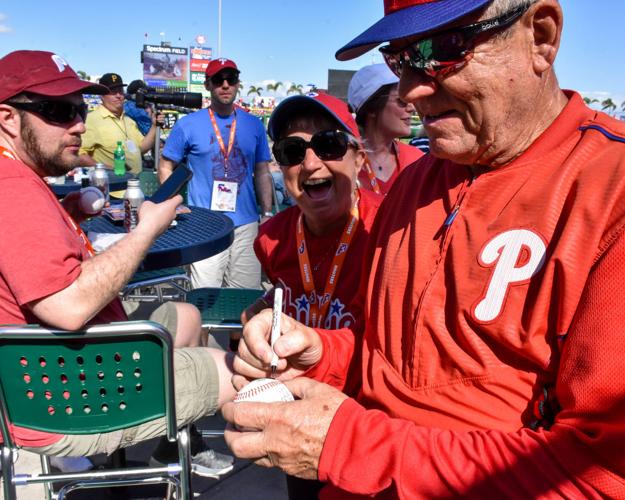 Saving a seat for Skip: The seat beside this Phillies mega-fan is