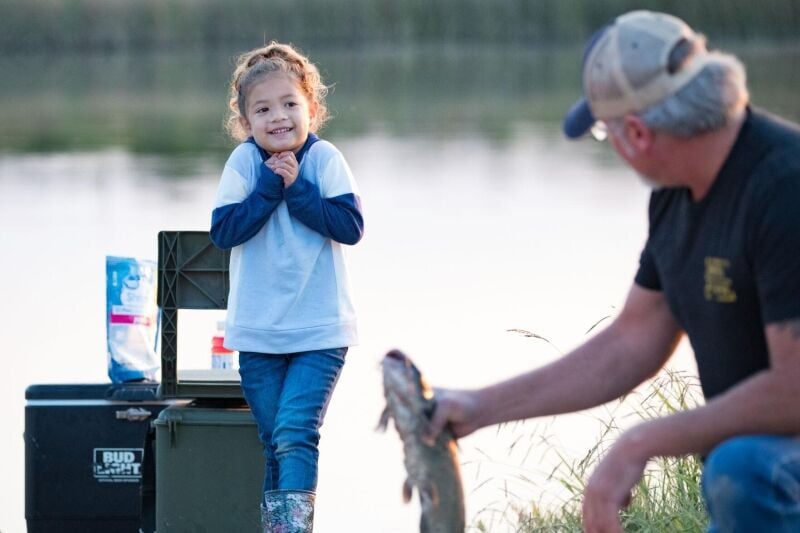 Fishing with her father