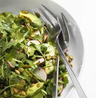 Pickled jalapenos and vinegary brine boost avocado salad