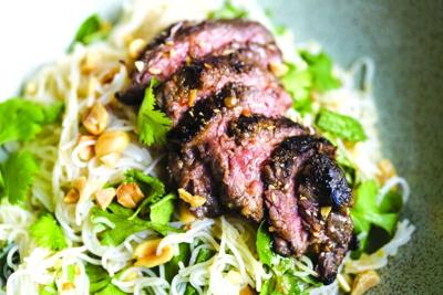 Ginger beef and rice noodle salad.