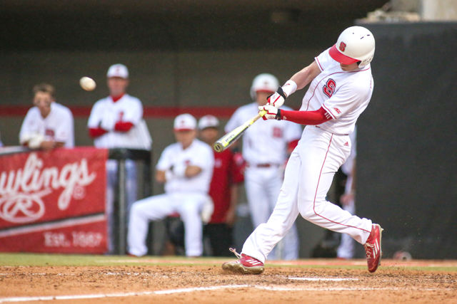 first baseman Preston Palmeiro (12) of the NC State Wolfpack