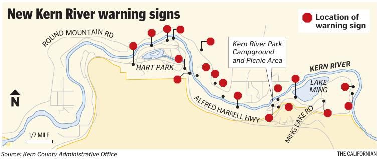 Kern River Sections Map Kern River Warning Signs | | Tehachapinews.com