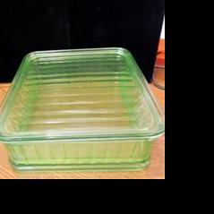 What's it worth on eBay? Vaseline glass refrigerator dish
