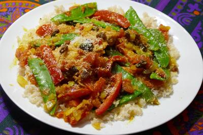 Curried coconut chicken with peppers
