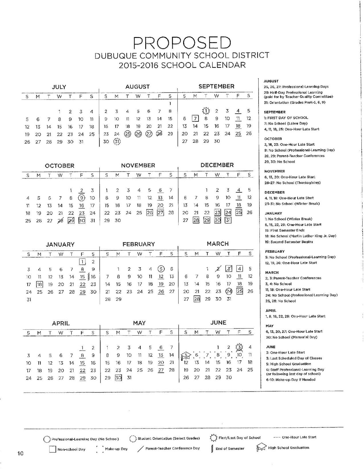 Dubuque Community School District proposed calendar | Dubuque News | telegraphherald.com Dubuque Community School District proposed calendar | Dubuque News | telegraphherald.com