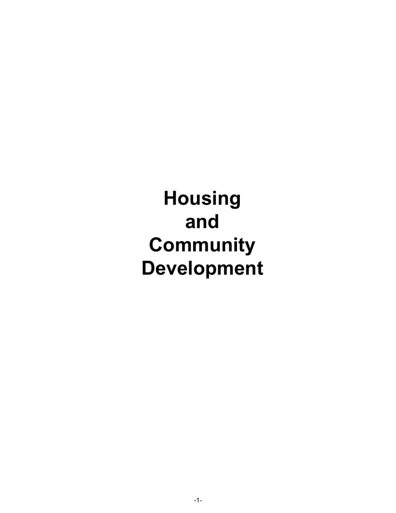 Housing and Community Development Department budget proposal