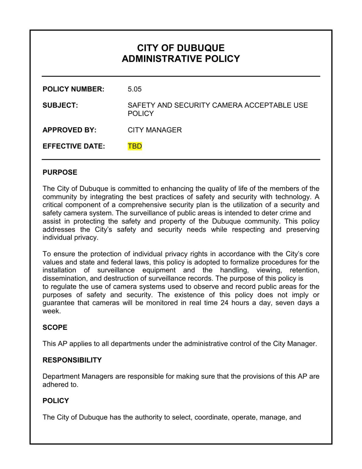 License plate reader system policy