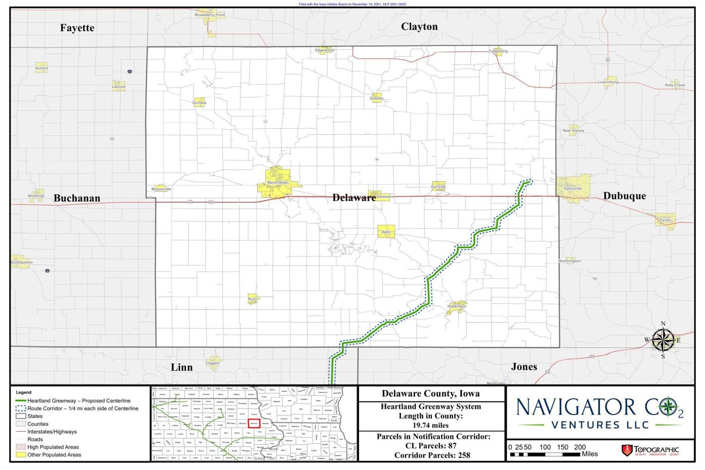 Heartland Greenway map in Delaware County