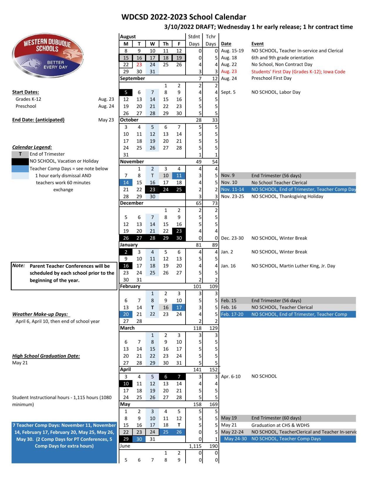 Western Dubuque 2022-23 calendar | | telegraphherald.com Western Dubuque 2022-23 calendar | | telegraphherald.com