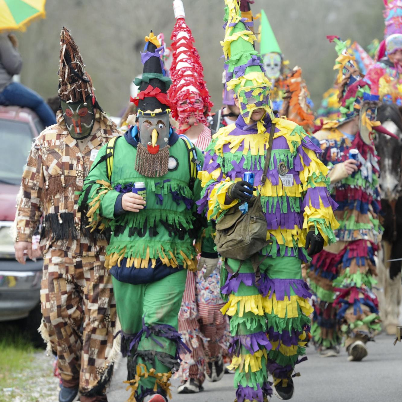 Mardi Gras Country Style Medieval Style Costumes Chasing