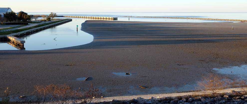 Photos: Wind drives down water levels in Lake Pontchartrain, exposing land _lowres