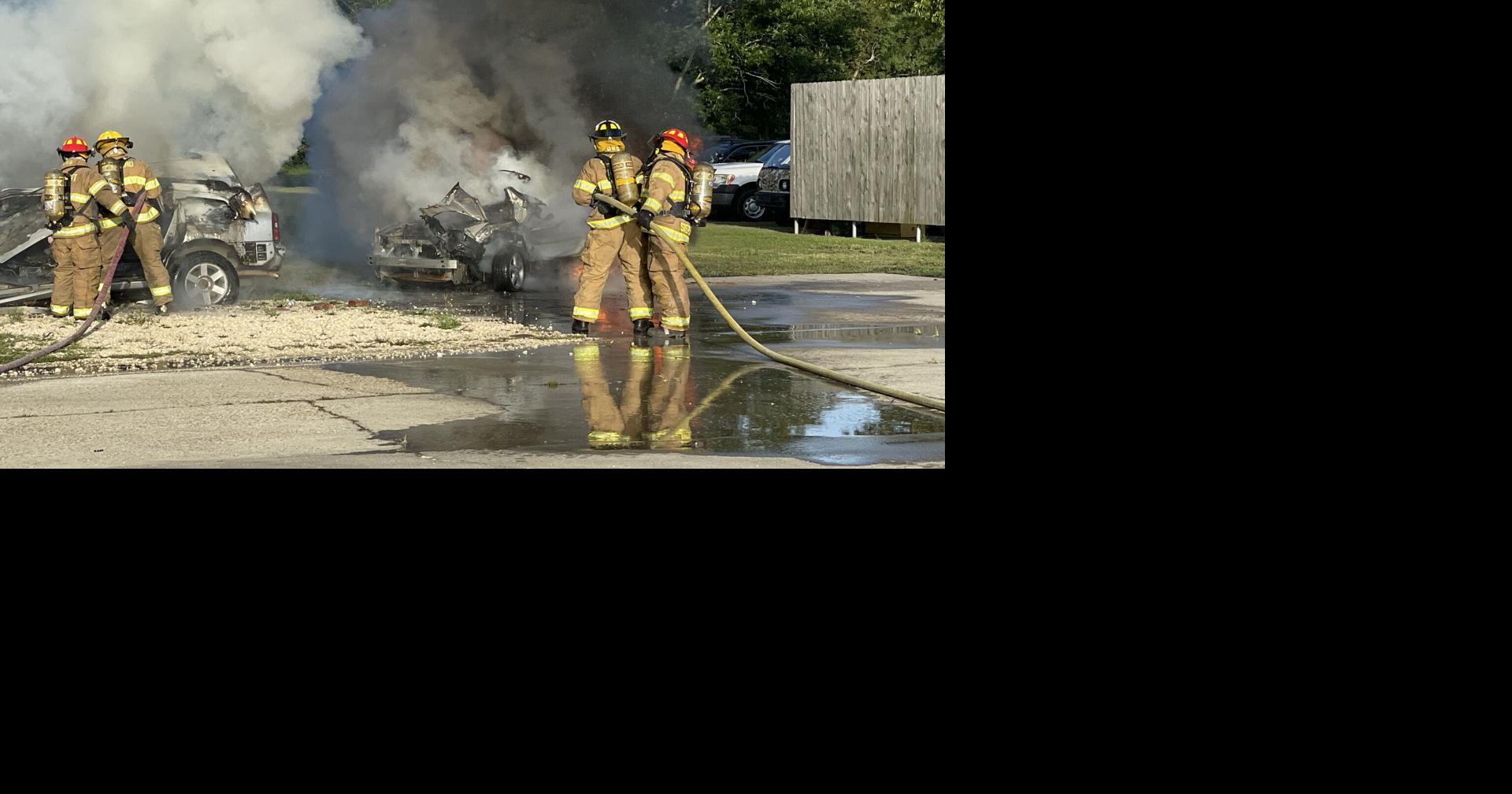 Ascension Parish volunteer firefighters train together on vehicle fires