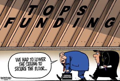 Walt Handelsman: Lawmakers forced to lower the ceiling on the popular TOPS program _lowres