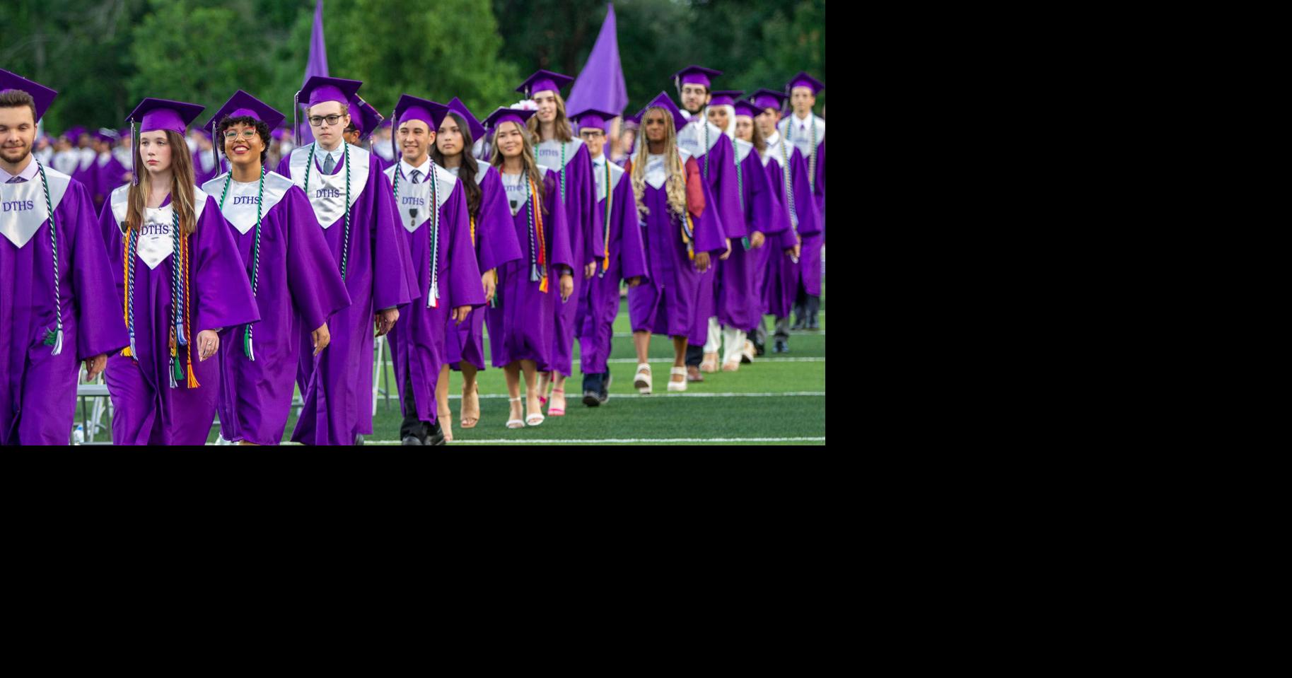 Dutchtown High Class of 2023 graduates on Griffin field Ascension
