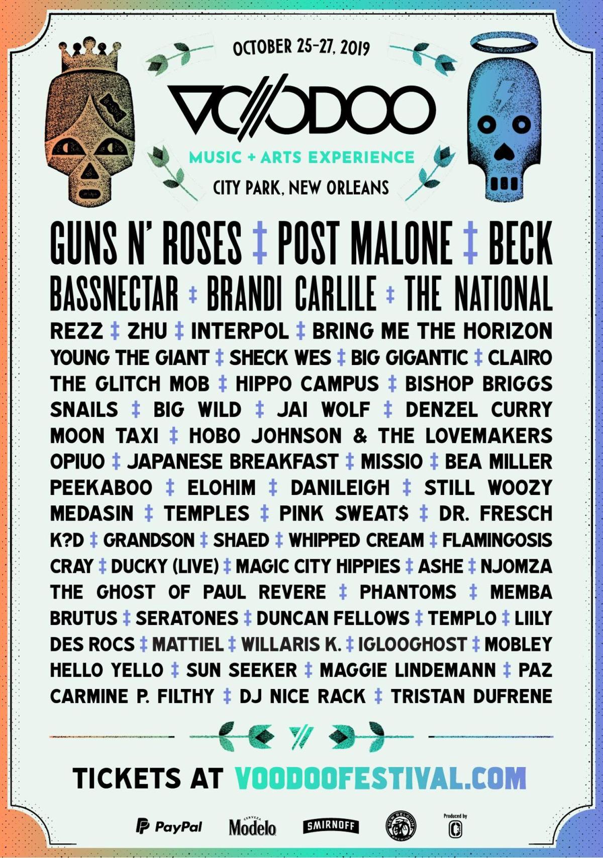Voodoo Fest 2019 complete lineup Guns N’ Roses, Post Malone, Beck