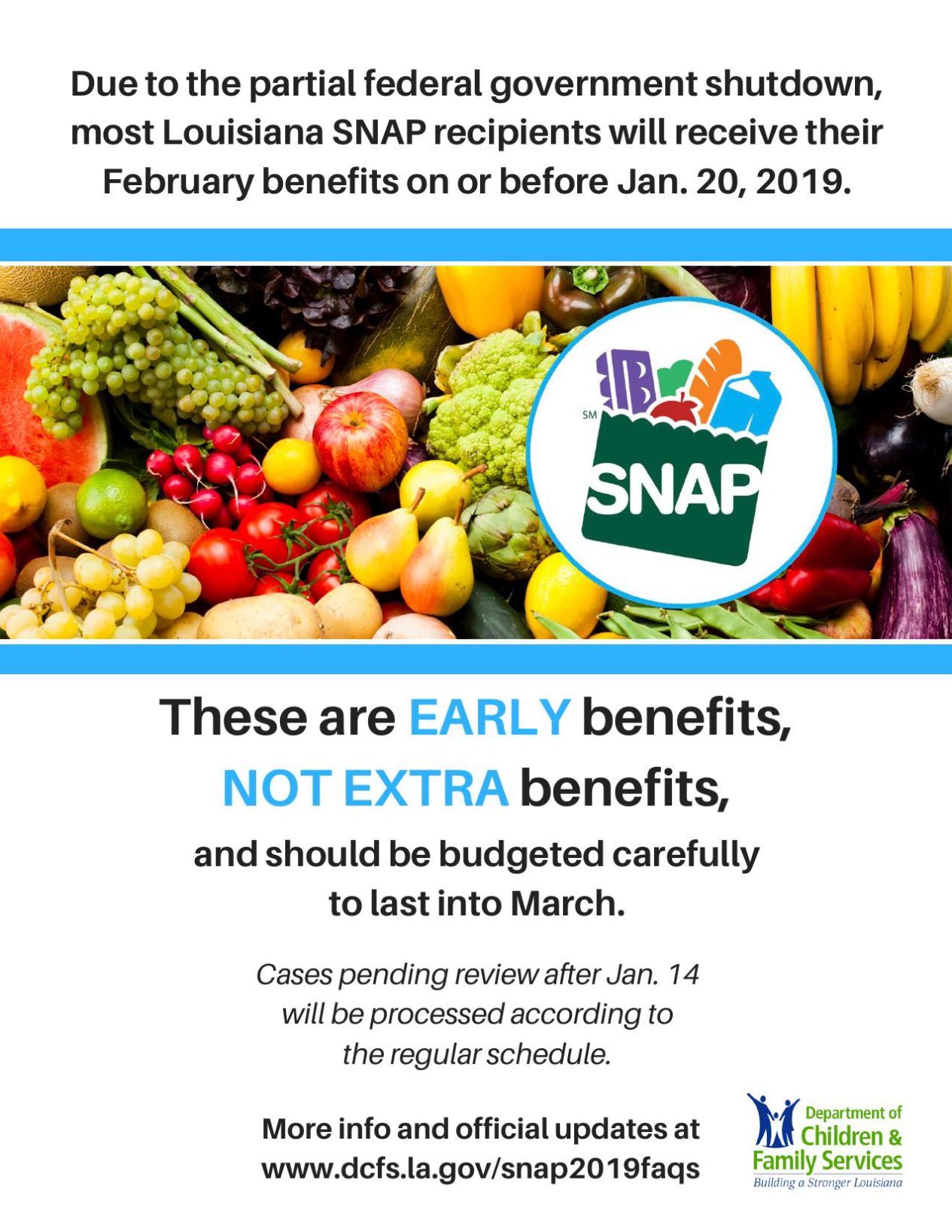 Louisiana officials warn February food stamps coming early, but don't