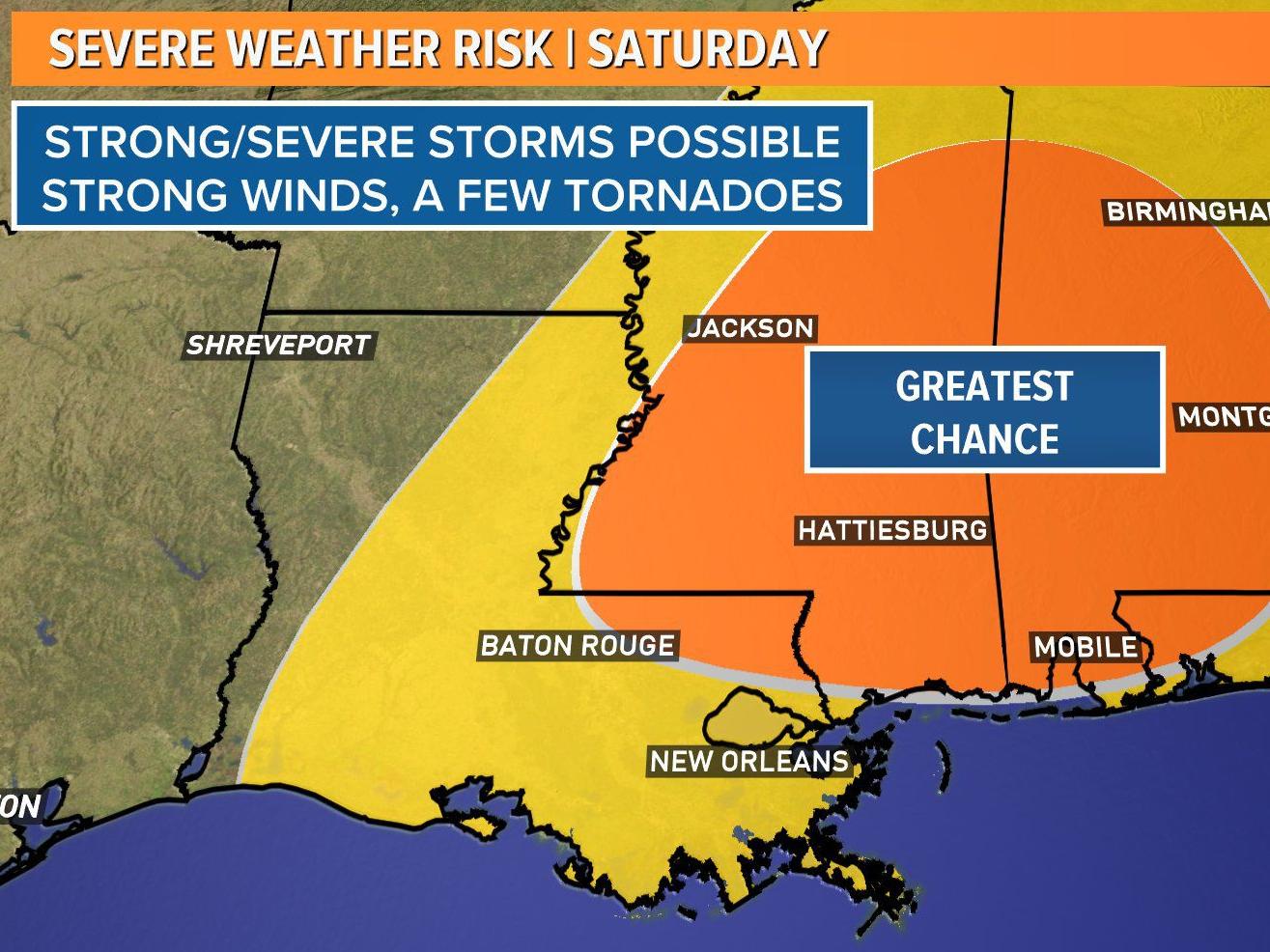 'Enhanced' risk of severe weather in south Louisiana this weekend: See timing, details