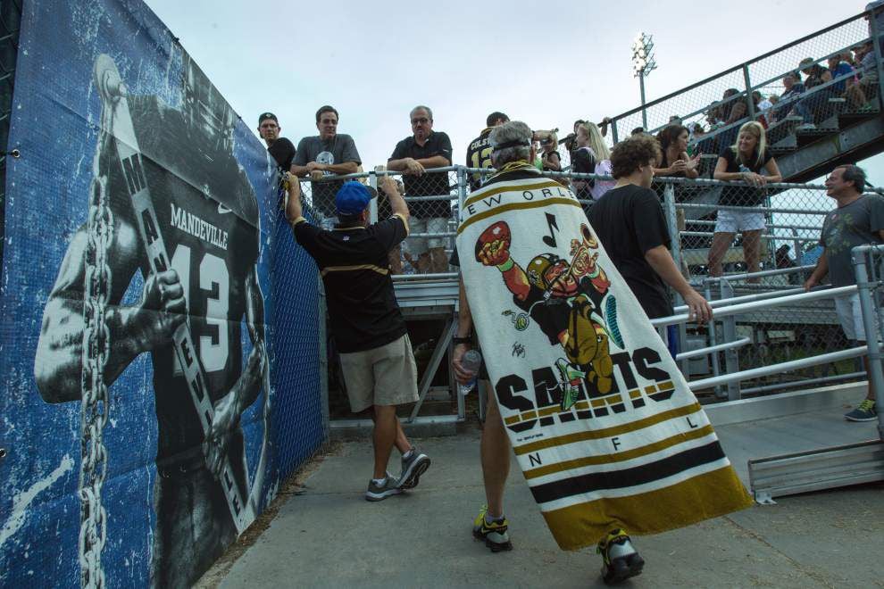 Video: Saints fans enjoy a rare opportunity to see team practice up close at Mandeville High School _lowres
