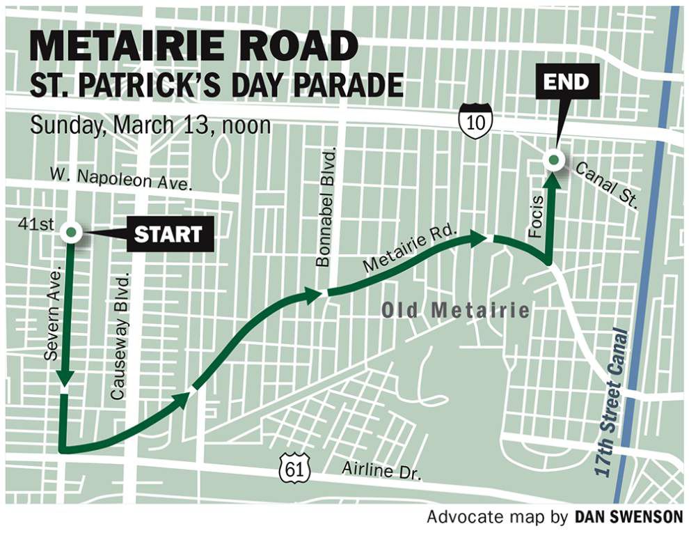 St. Patrick’s Day parties, parades in New Orleans area Routes, times
