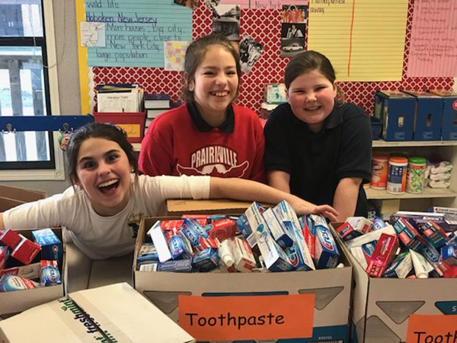 Prairieville Primary School students donate toiletries for the needy in