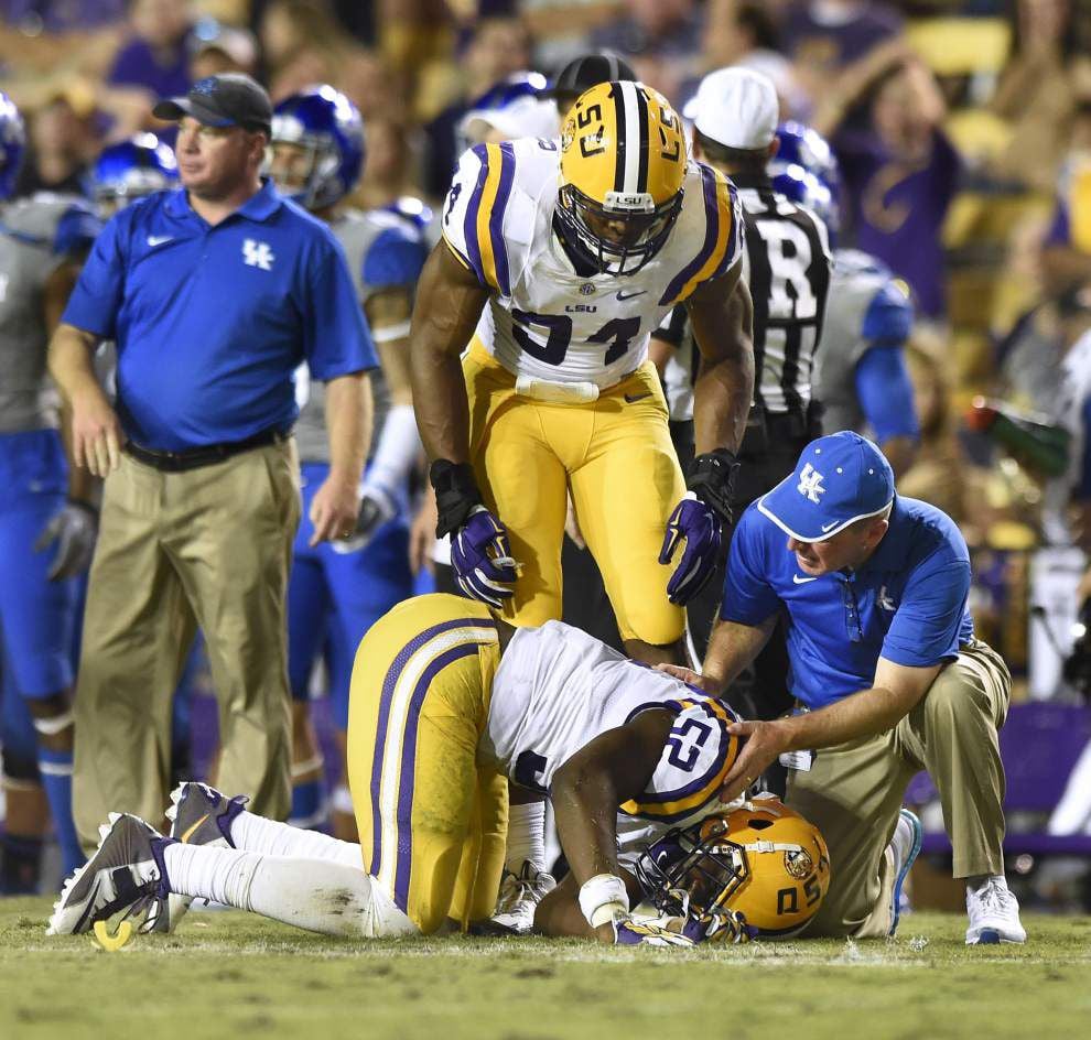 Video: LSU linebacker Kendell Beckwith says he's fine after bone-jarring hit in Kentucky game _lowres