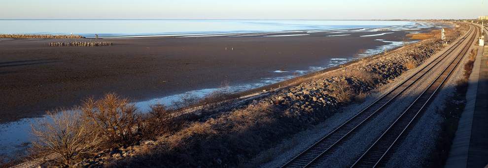 Photos: Wind drives down water levels in Lake Pontchartrain, exposing land _lowres