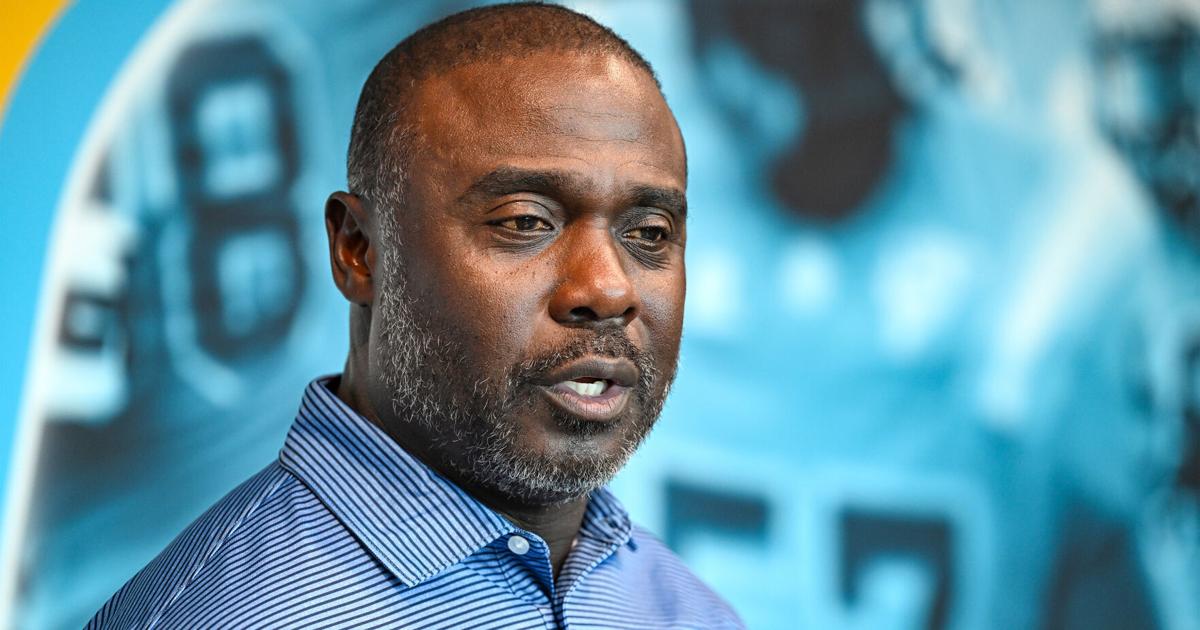 Marshall Faulk, Trainer der Southern Footballmannschaft, feiert seinen ...