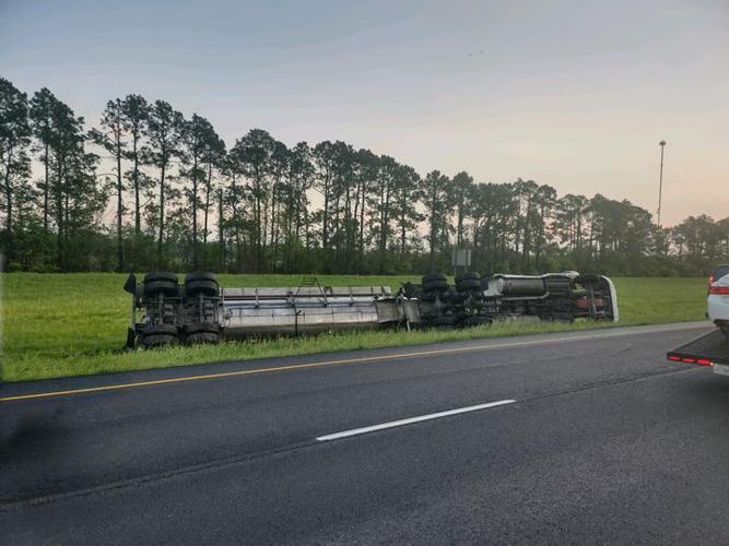 Eastbound I10 closes after truck with hazardous materials overturns