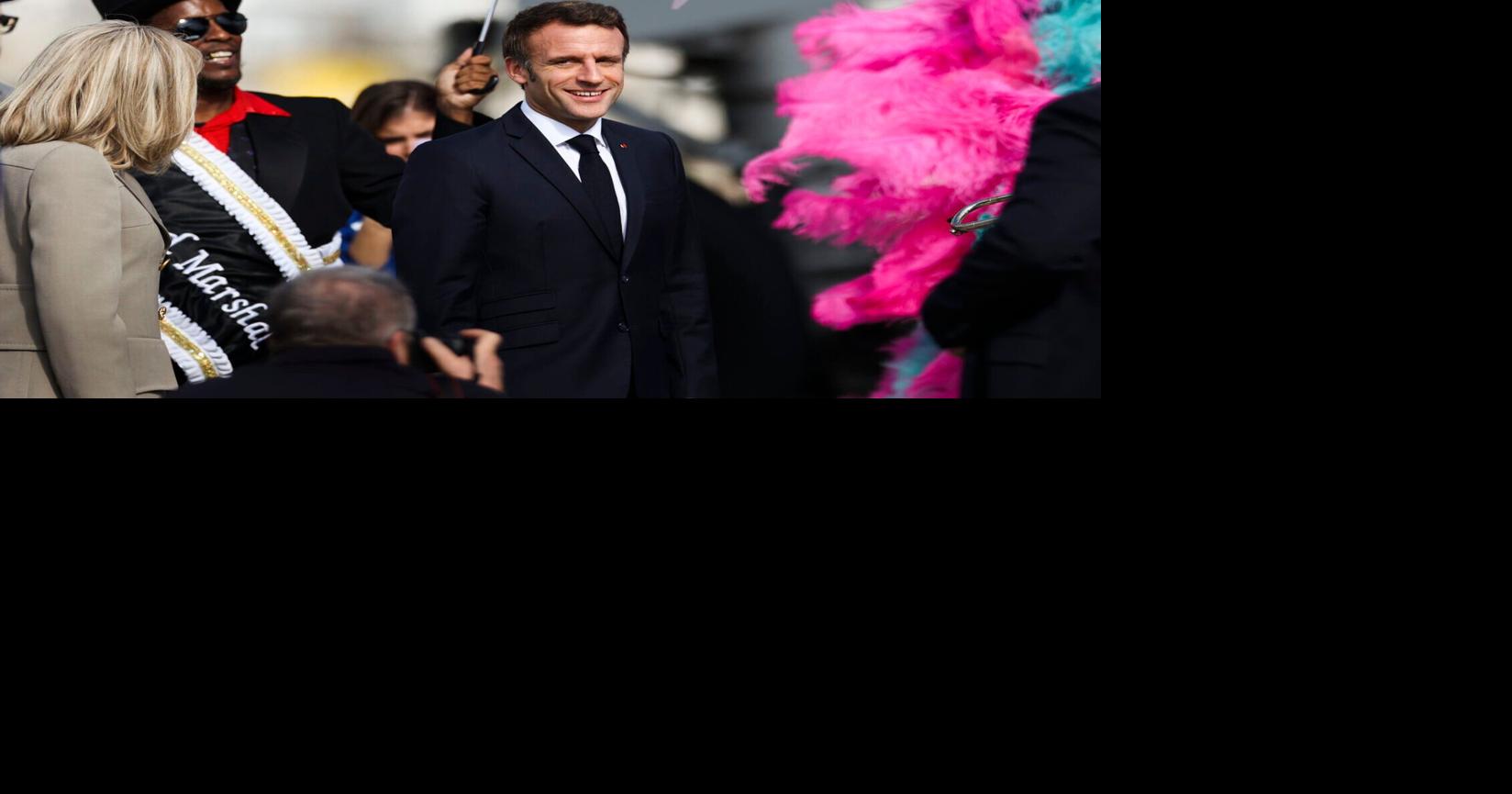 French President Emmanuel Macros arrives in New Orleans | State ...
