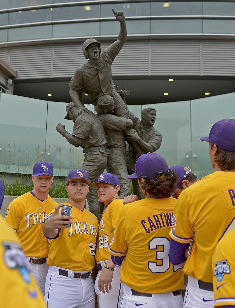 Photos: LSU visits TD Ameritrade Park, takes selfies with iconic 'Road to Omaha' landmark _lowres