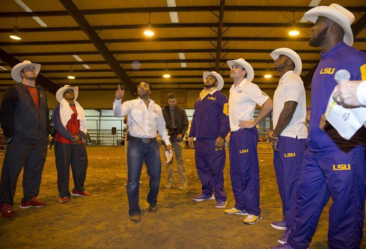 Cowboy hats and rodeo games, LSU Tigers get into Texas spirit during