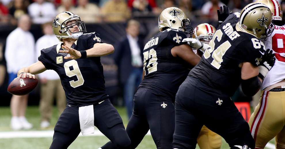 Even after the Saints traded Ben Grubbs and drafted Andrus Peat, the offensive line’s returnees don’t expect major revamping _lowres