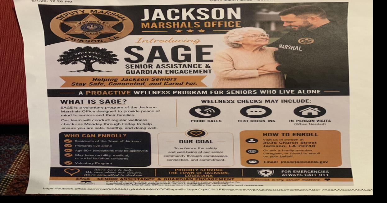 Jackson town marshal announces 2 new programs to help seniors, residents with special needs. Jun 23, 2026 25 sec ago 1 min to read