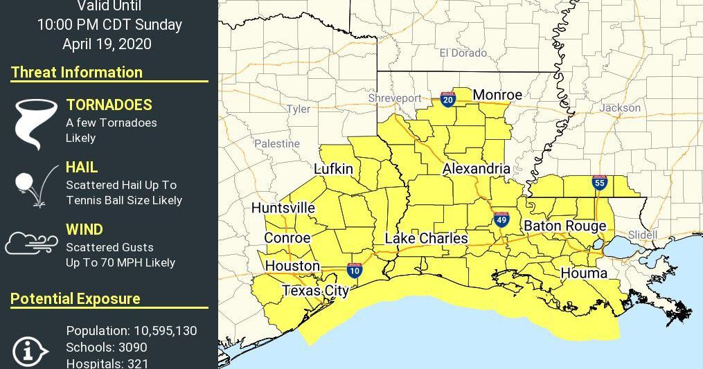 Tornado watch issued for portions of southeast Louisiana, including ...