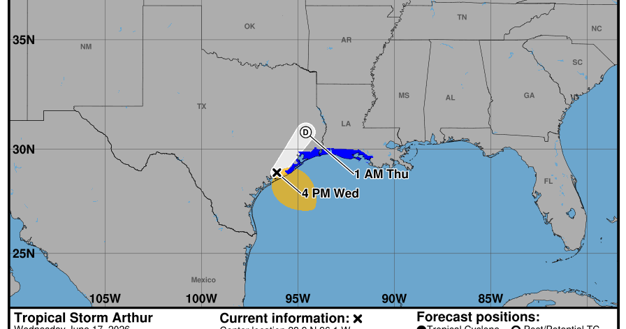 Disorganized Arthur moves inland over Texas. What does that mean for Louisiana?