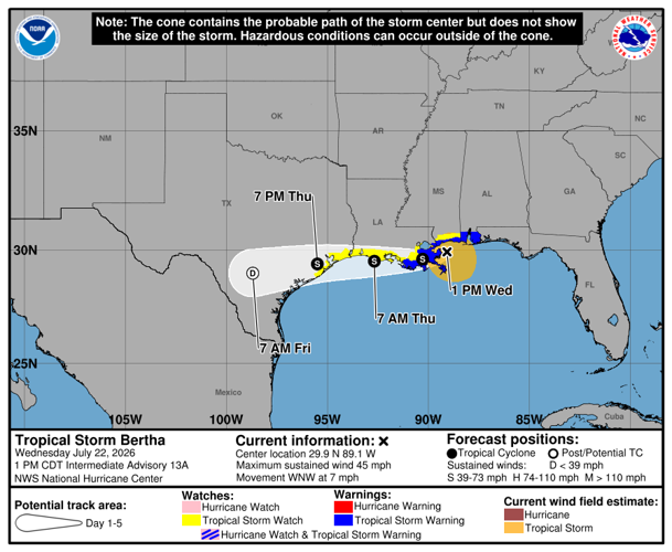 Bertha cone 7/22 4 p.m.