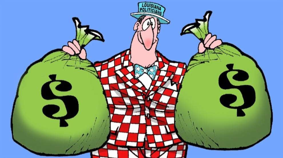 Walt Handelsman animation: Politicians take money from 'silly things' like schools, roads and give to 'rich and famous' _lowres