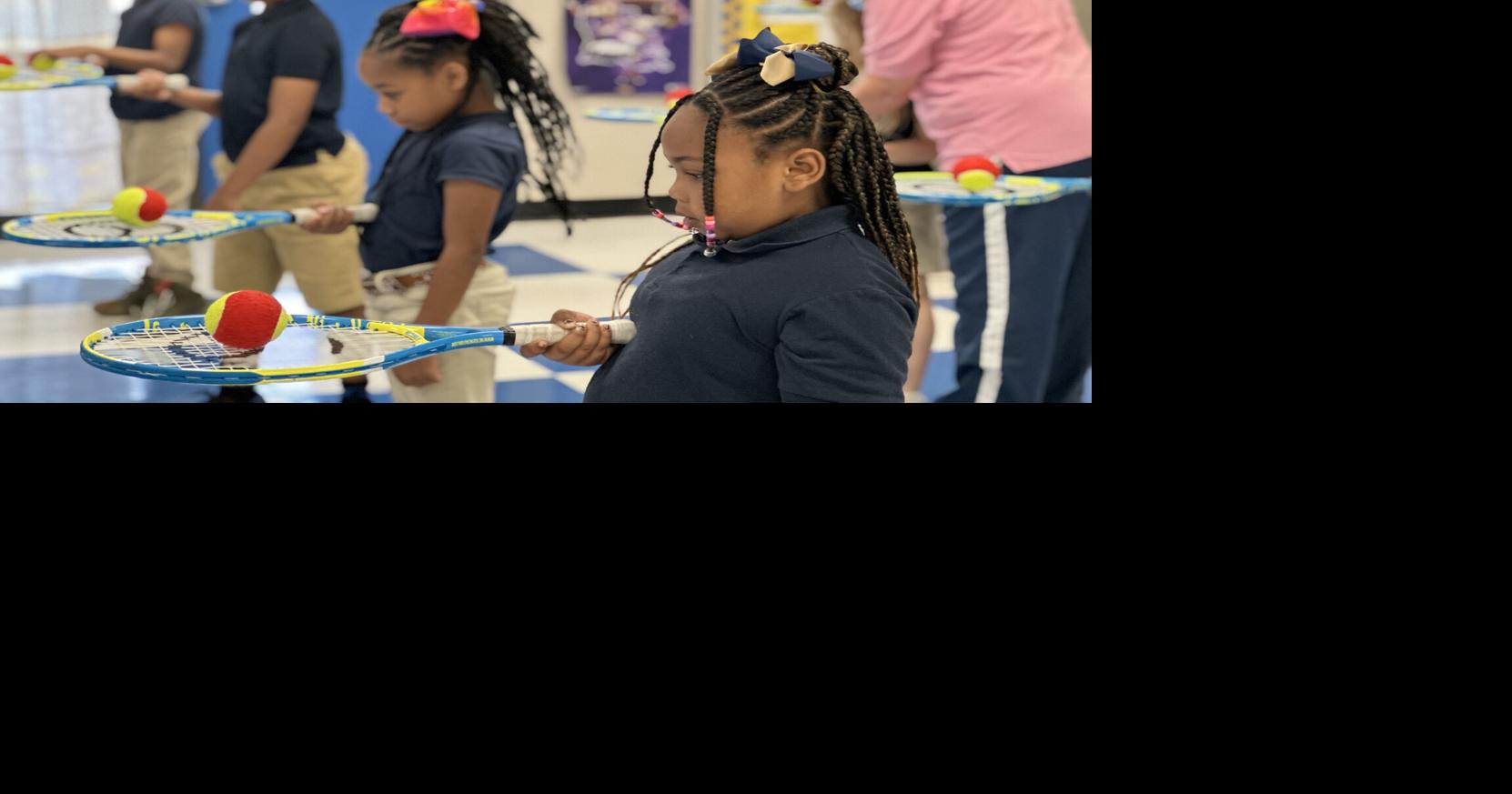Jackson Elementary School students learn tennis East Feliciana