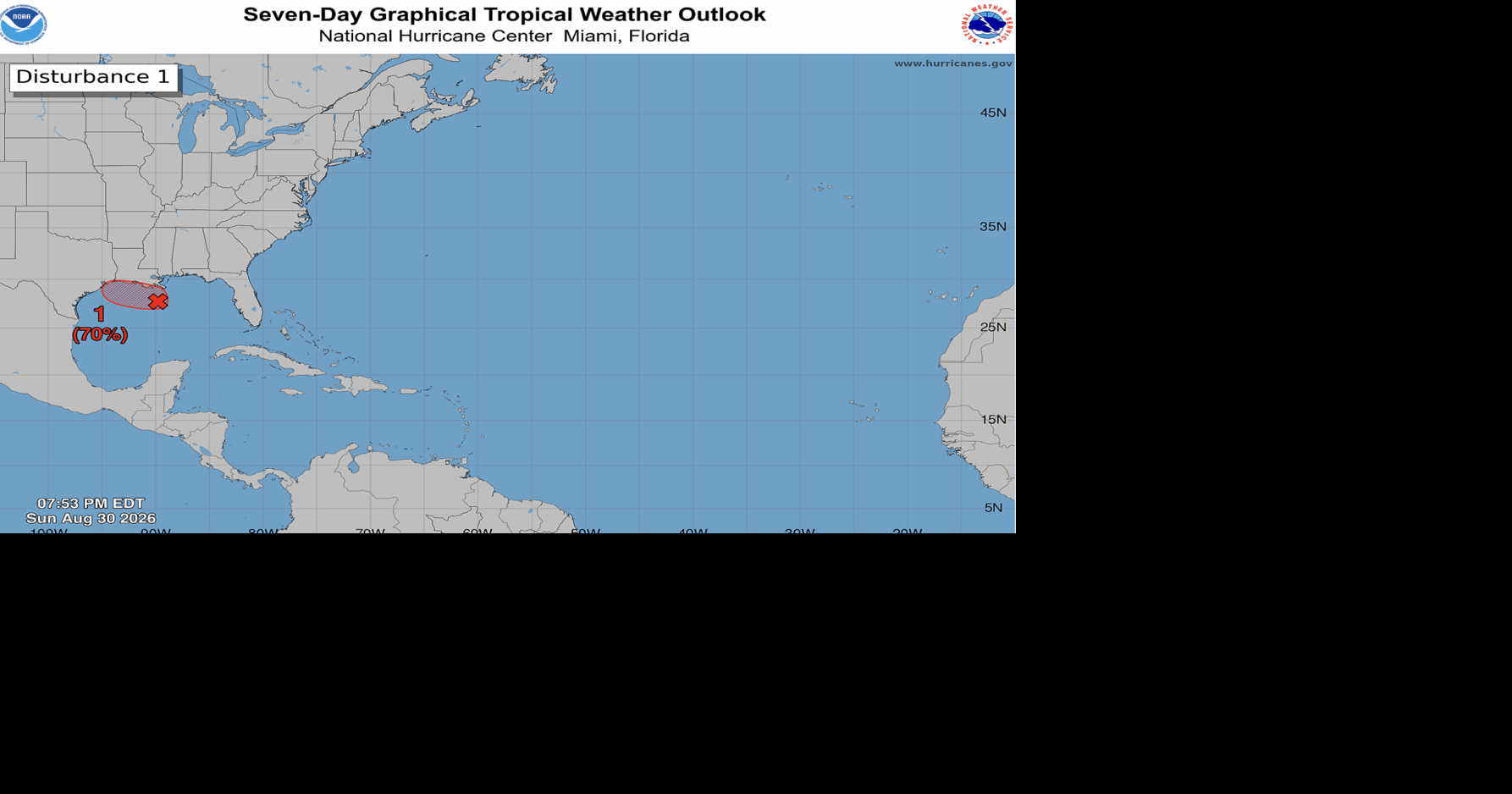 Gulf disturbance could strengthen to tropical storm, expected to dump rain on Louisiana By JUSTIN MITCHELL and KASEY BUBNASH | Staff writers Aug 30, 2026 13 mins ago 1 min to read
