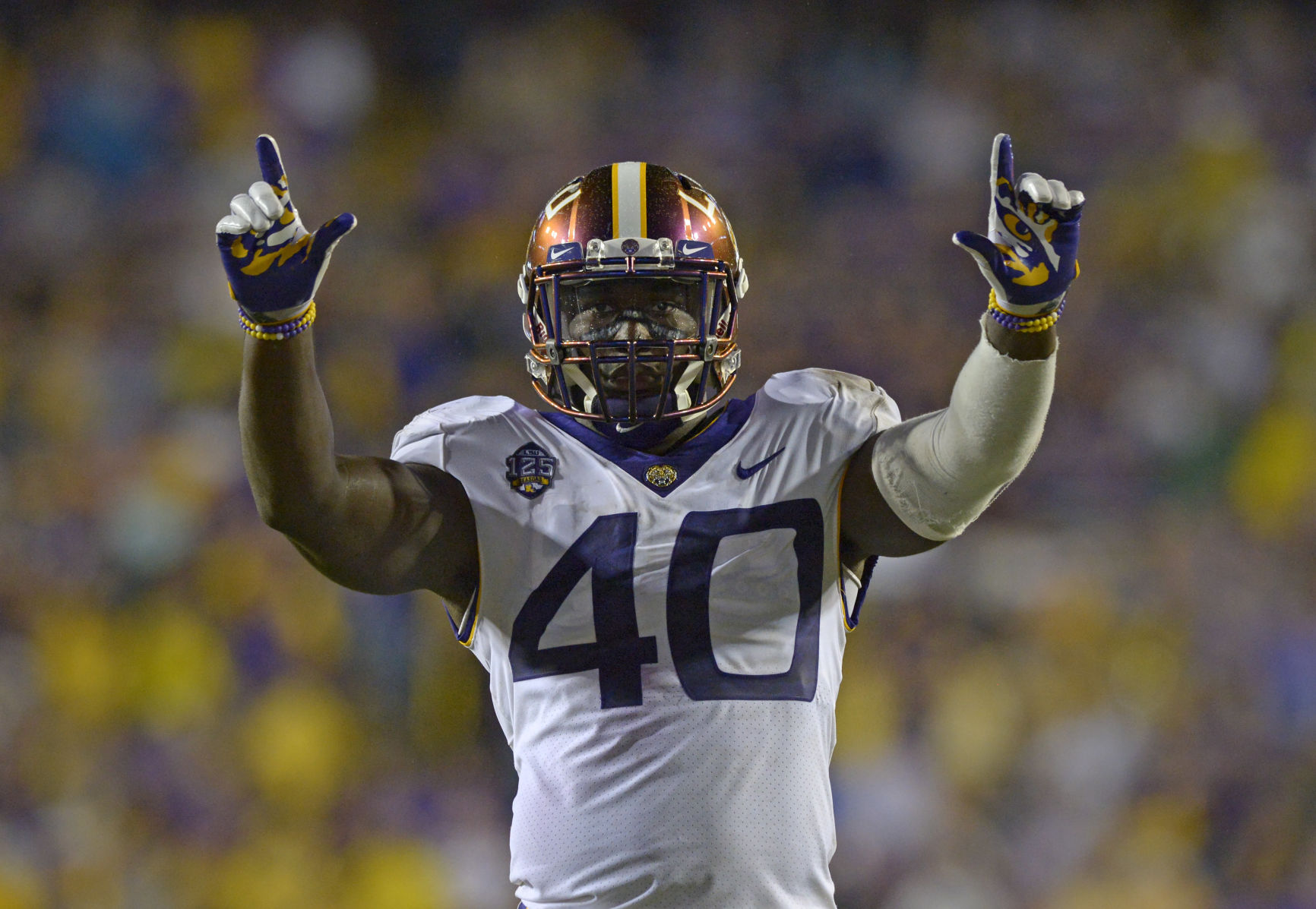 lsu purple chrome helmet