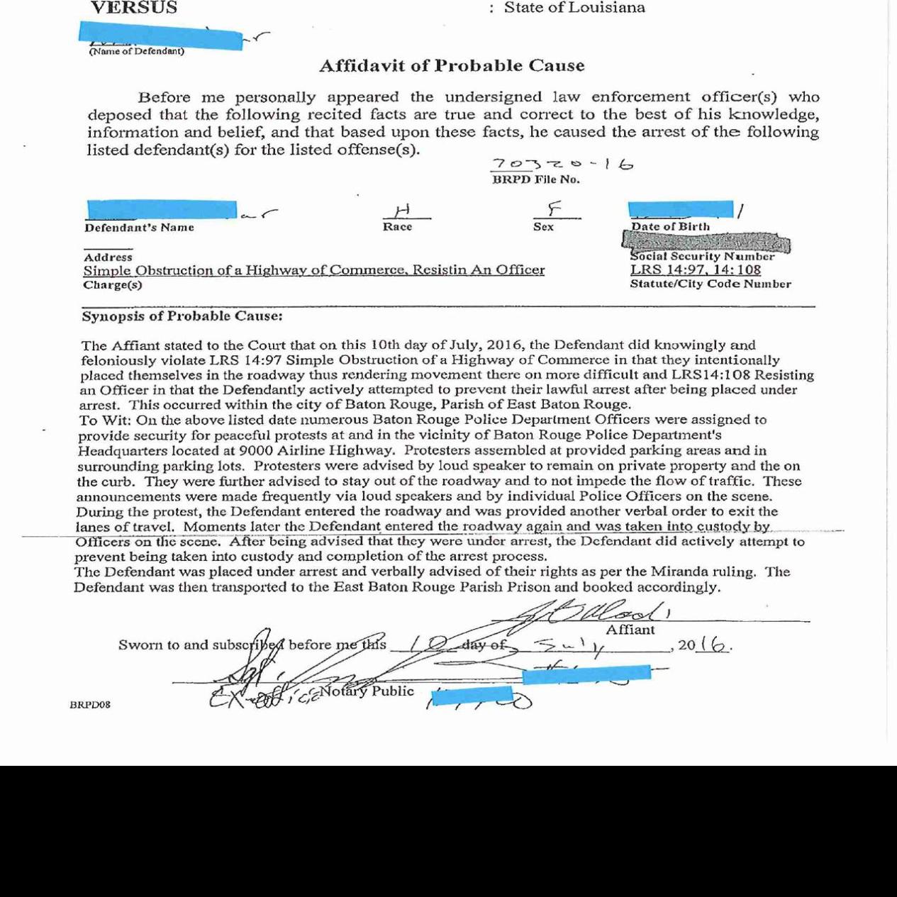 Identical Arrest Reports For Many Alton Sterling Protesters A Red Flag Legal Experts Say Alton Sterling Theadvocate Com