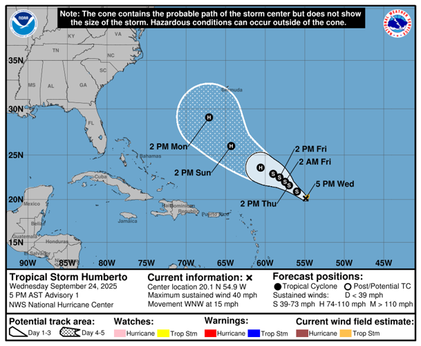 Tropical Storm Humberto forms in Atlantic Ocean | Hurricane Center ...