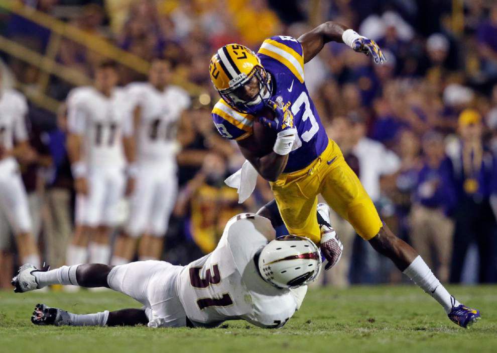 Video: LSU receiver Travin Dural says minor injures from car accident didn't slow him down against Louisiana-Monroe _lowres