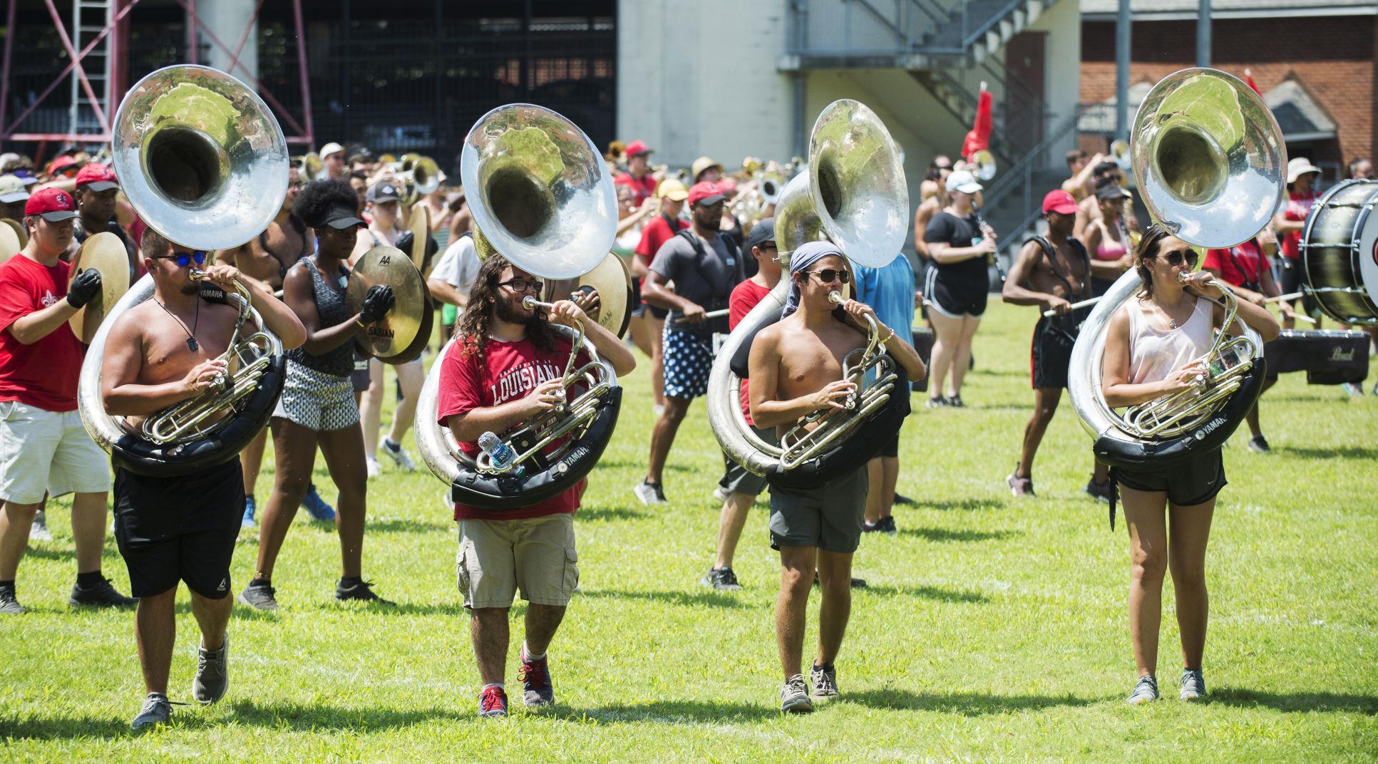 Photos UL Marching Band, Color Guard rehearse ahead of football home