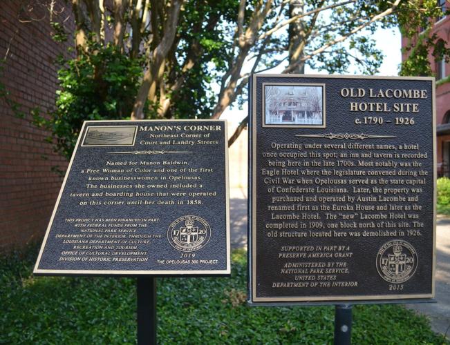 Plaques on street corners around Opelousas courthouse tell stories of