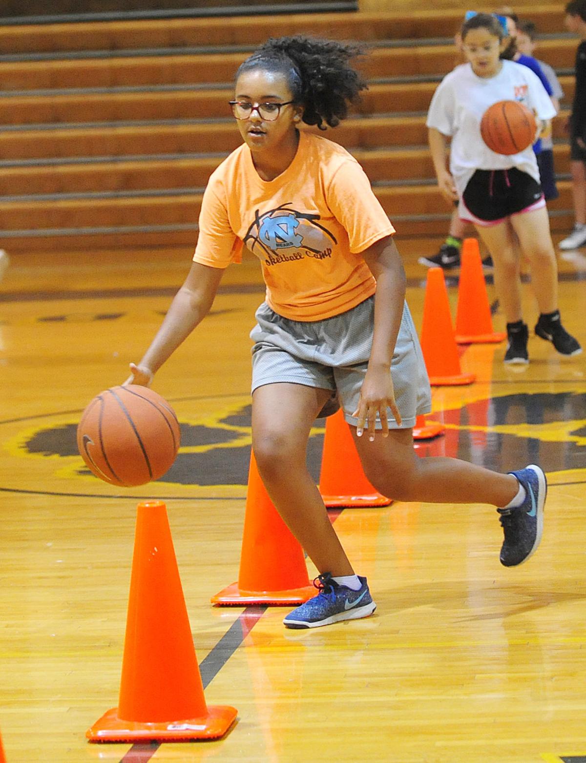 Dribble time Kids learn basketball skills at Walker High camp