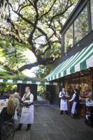 Dining in the outside courtyard at Commaner's Palace
